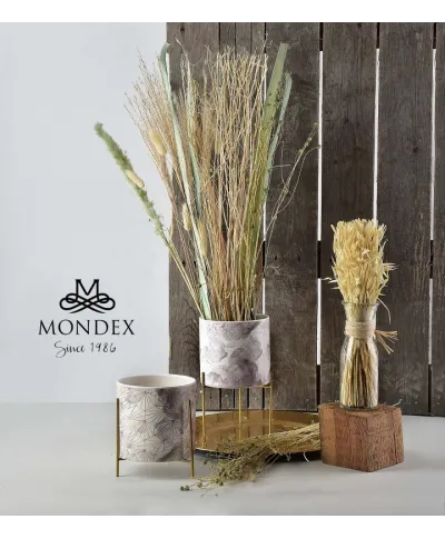 Doniczka ceramiczna na stojaku - Osłonka Szaro Złota