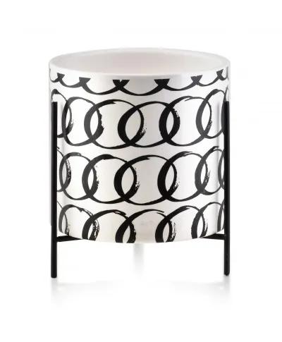 Doniczka ceramiczna na metalowym stojaku - Osłonka Pętelki