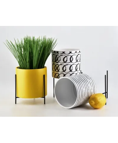 Doniczka ceramiczna na metalowym stojaku - Osłonka Pętelki