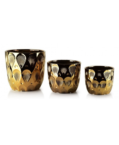 Doniczki ceramiczne - 3szt. Komplet - Gold Neva
