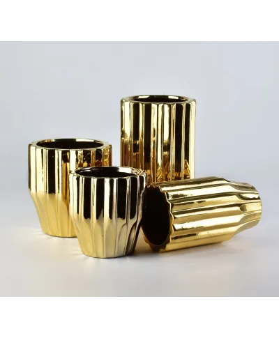 Wazon Ceramiczny - 14xh24,5cm - YVONNE GOLD