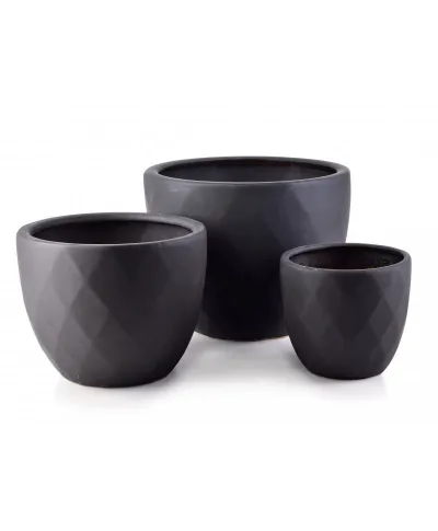 3szt. Doniczka ceramiczna - Zestaw osłonek Czarny Diament