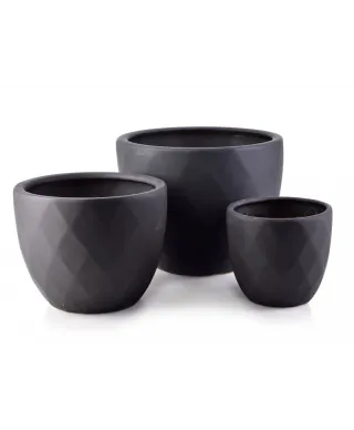 3szt. Doniczka ceramiczna - Zestaw osłonek Czarny Diament