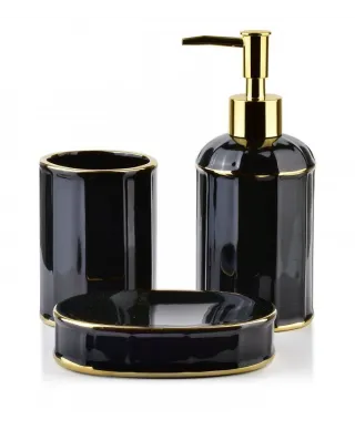 Komplet łazienkowy           czarno-złoty 350ml - CIRI BLACK