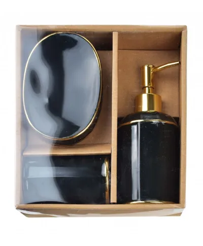 Komplet łazienkowy           czarno-złoty 350ml - CIRI BLACK
