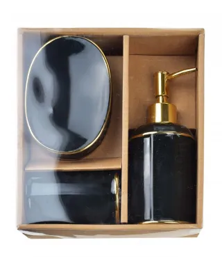 Komplet łazienkowy           czarno-złoty 350ml - CIRI BLACK