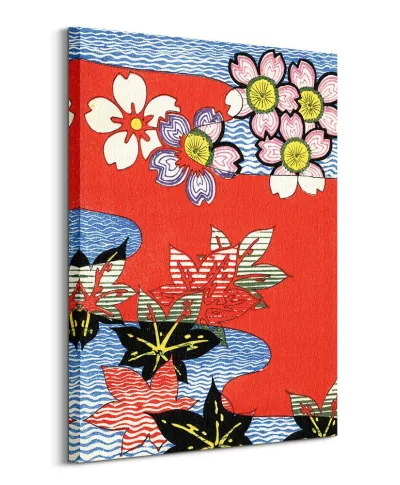 Vintage Japanese Flowers - obraz na płótnie