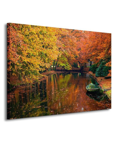 Obraz ścienny - Jesiennie, jeziorko w lesie - 80x60 cm