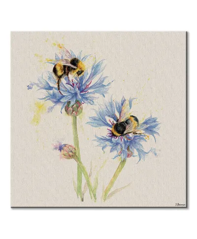 Bees on Cornflowers - obraz na płótnie