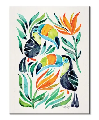 Tropical Toucans - obraz na płótnie