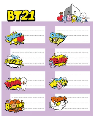 BT21 - naklejki na zeszyt