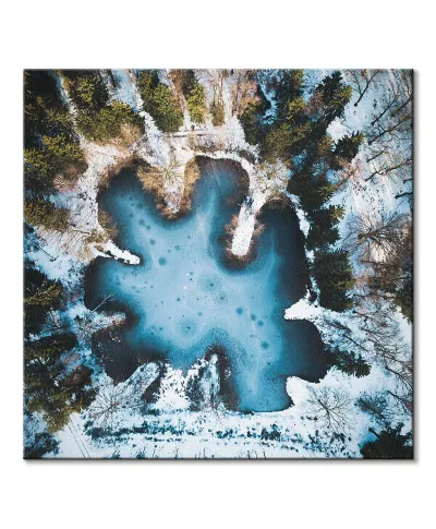 Zimowe jezioro - obraz na płótnie
