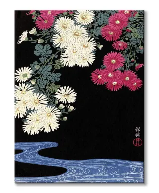 Chrysanthemum and Running Water - obraz na płótnie