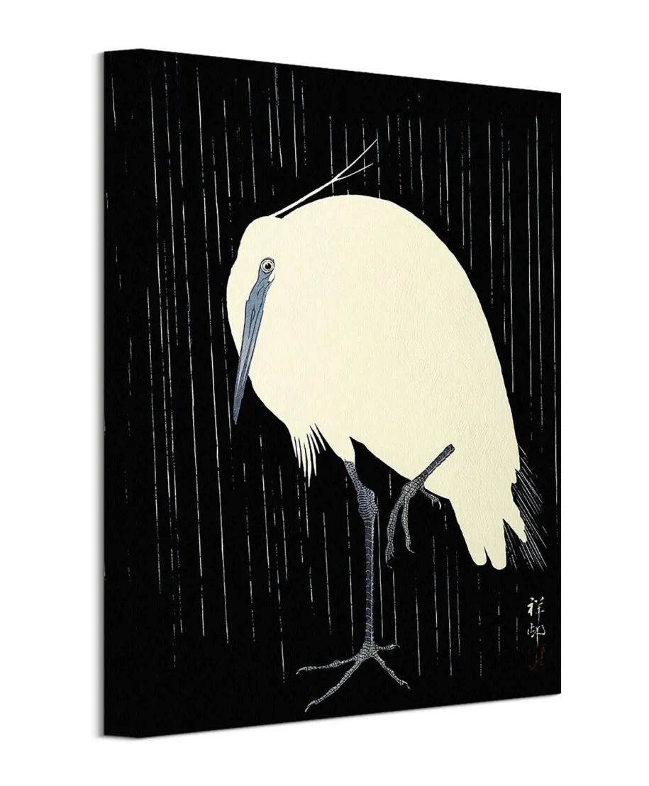 Egret in the Rain - obraz na płótnie