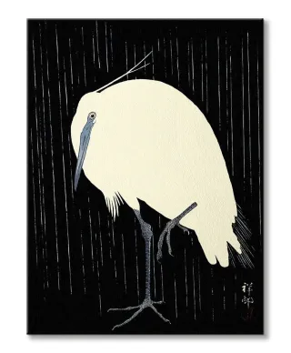 Egret in the Rain - obraz na płótnie