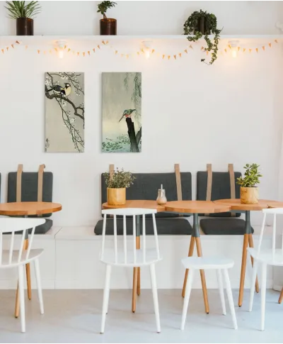 Tits on a Cherry Branch - obraz na płótnie