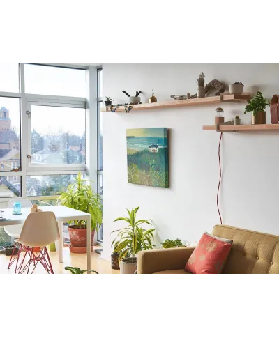 Cottage by Ocean Meadow - obraz na płótnie