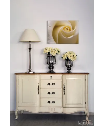 Kremowa Róża - Obraz na płótnie