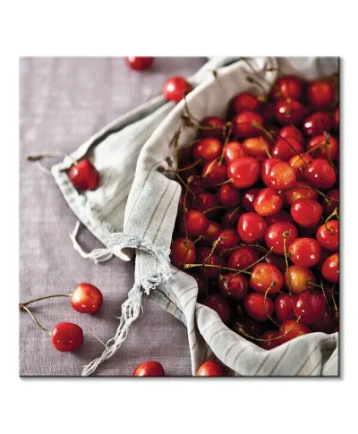 Kosz pełen wiśni - obraz na płótnie