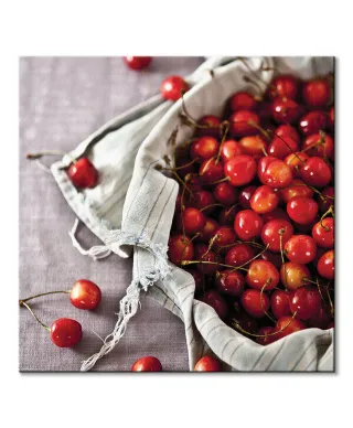 Kosz pełen wiśni - obraz na płótnie