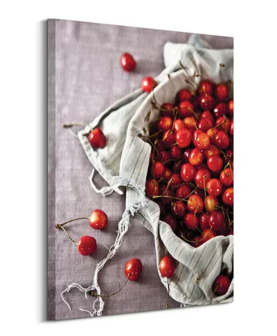 Kosz pełen wiśni - obraz na płótnie