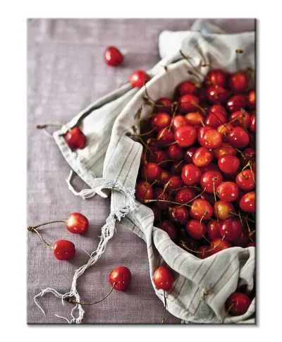Kosz pełen wiśni - obraz na płótnie