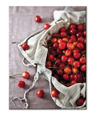Kosz pełen wiśni - obraz na płótnie