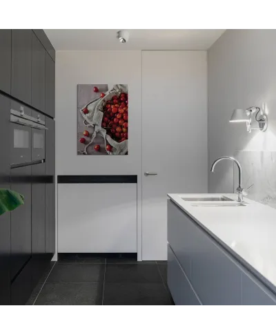 Kosz pełen wiśni - obraz na płótnie