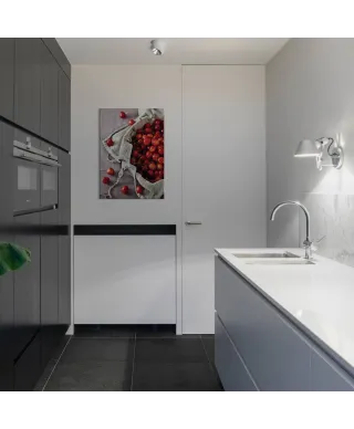 Kosz pełen wiśni - obraz na płótnie