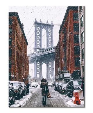 Zimowy Brooklyn - obraz na płótnie