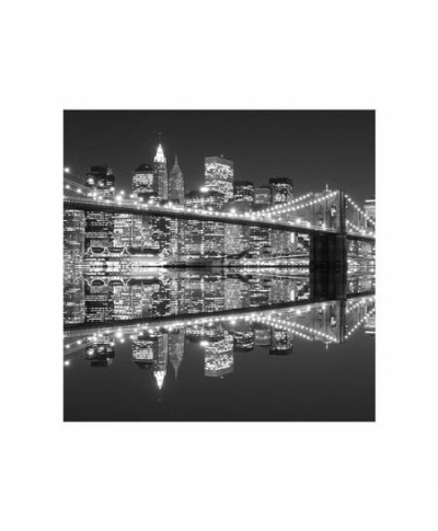 New York (Brooklyn Bridge night BW) - reprodukcja