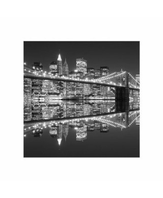 New York (Brooklyn Bridge night BW) - reprodukcja