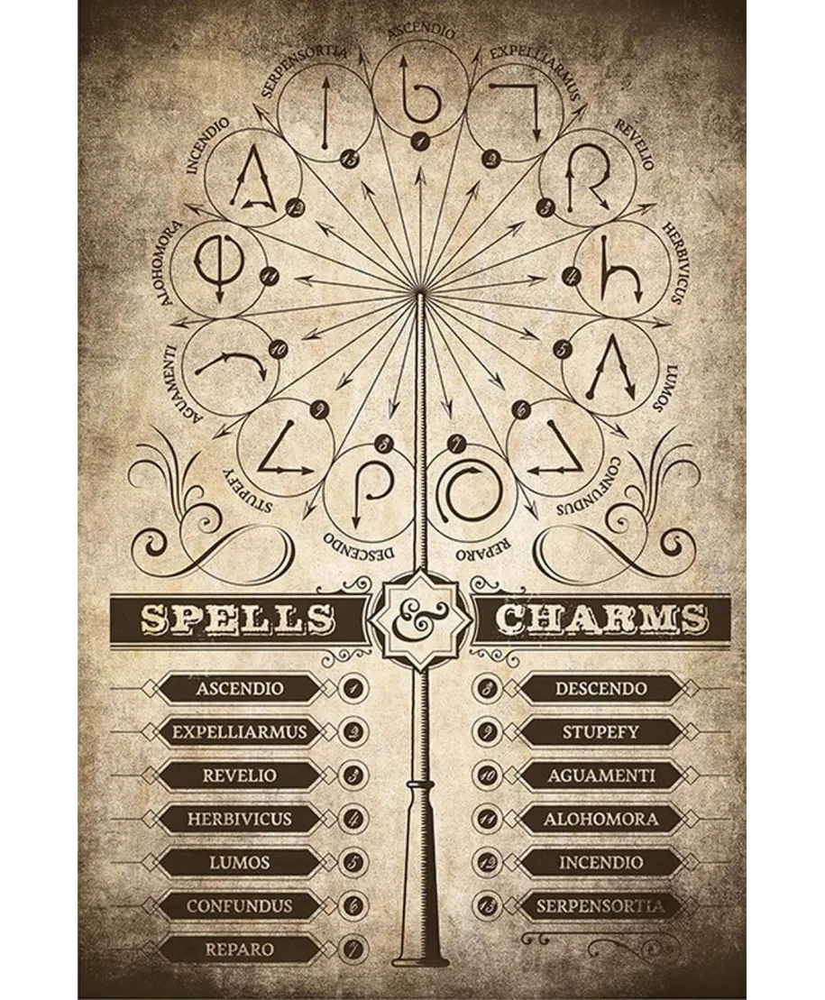 Harry Potter Spells Charms - plakat