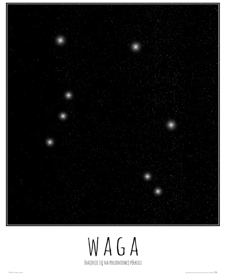 Waga konstelacja gwiazd z opisem - plakat
