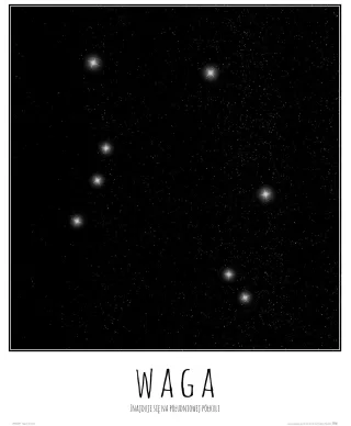 Waga konstelacja gwiazd z opisem - plakat