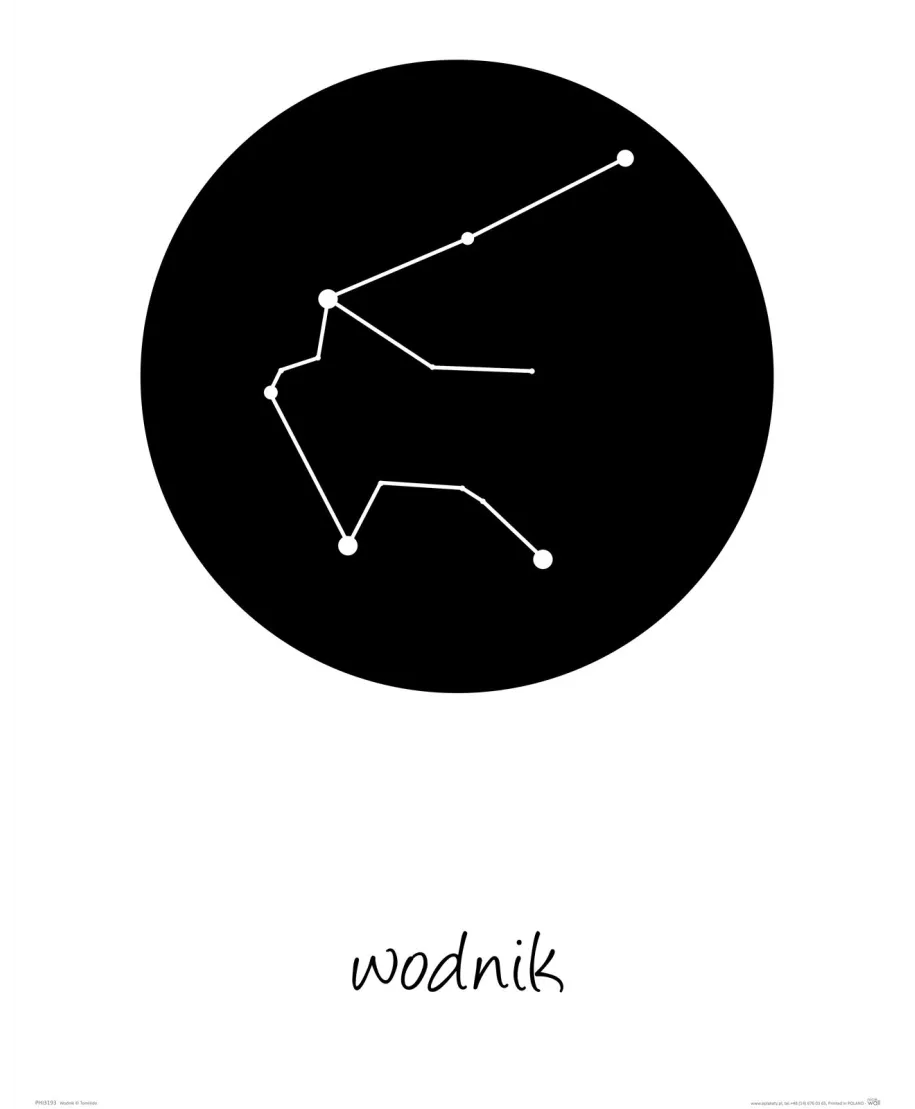 Wodnik konstelacja w kole - plakat