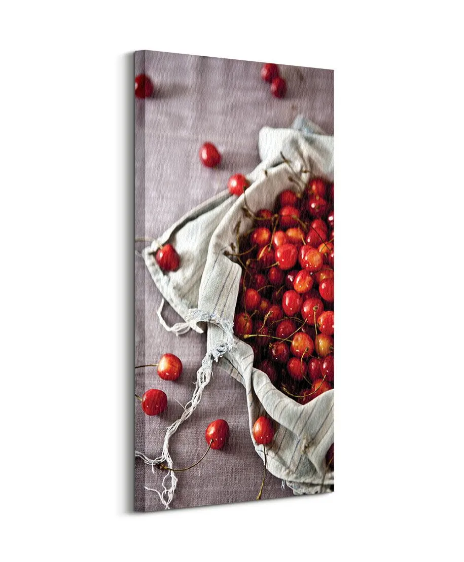 Kosz pełen wiśni - obraz na płótnie