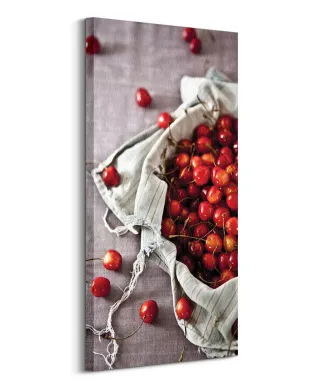 Kosz pełen wiśni - obraz na płótnie