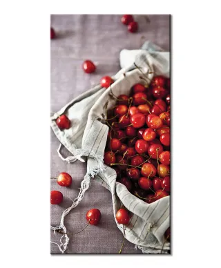 Kosz pełen wiśni - obraz na płótnie