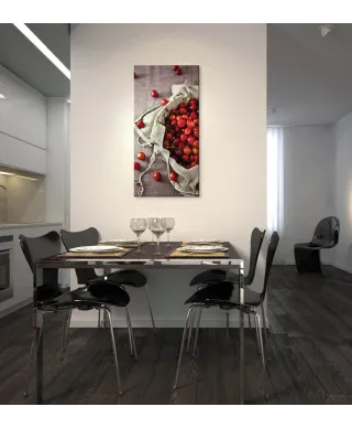 Kosz pełen wiśni - obraz na płótnie