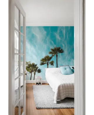 Palmy na tle nieba - fototapeta