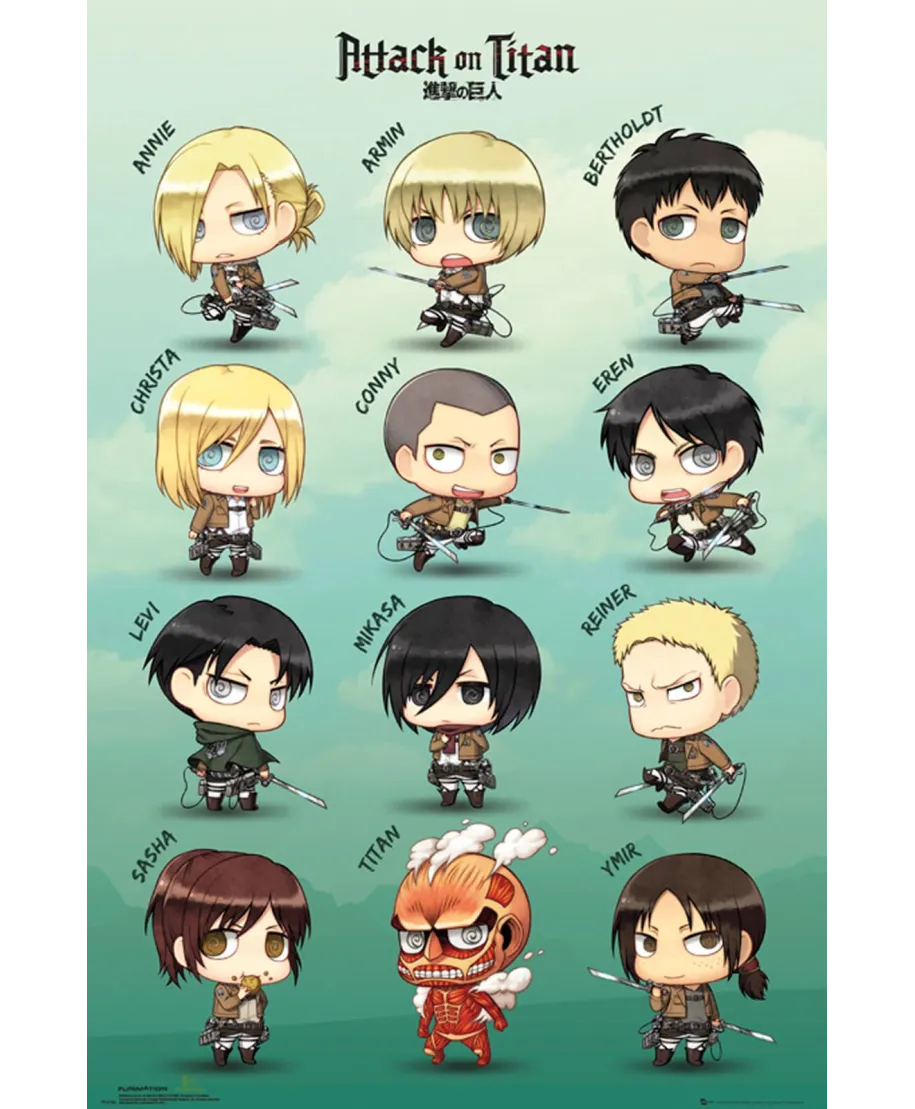 Attack On Titan Chibi - plakat
