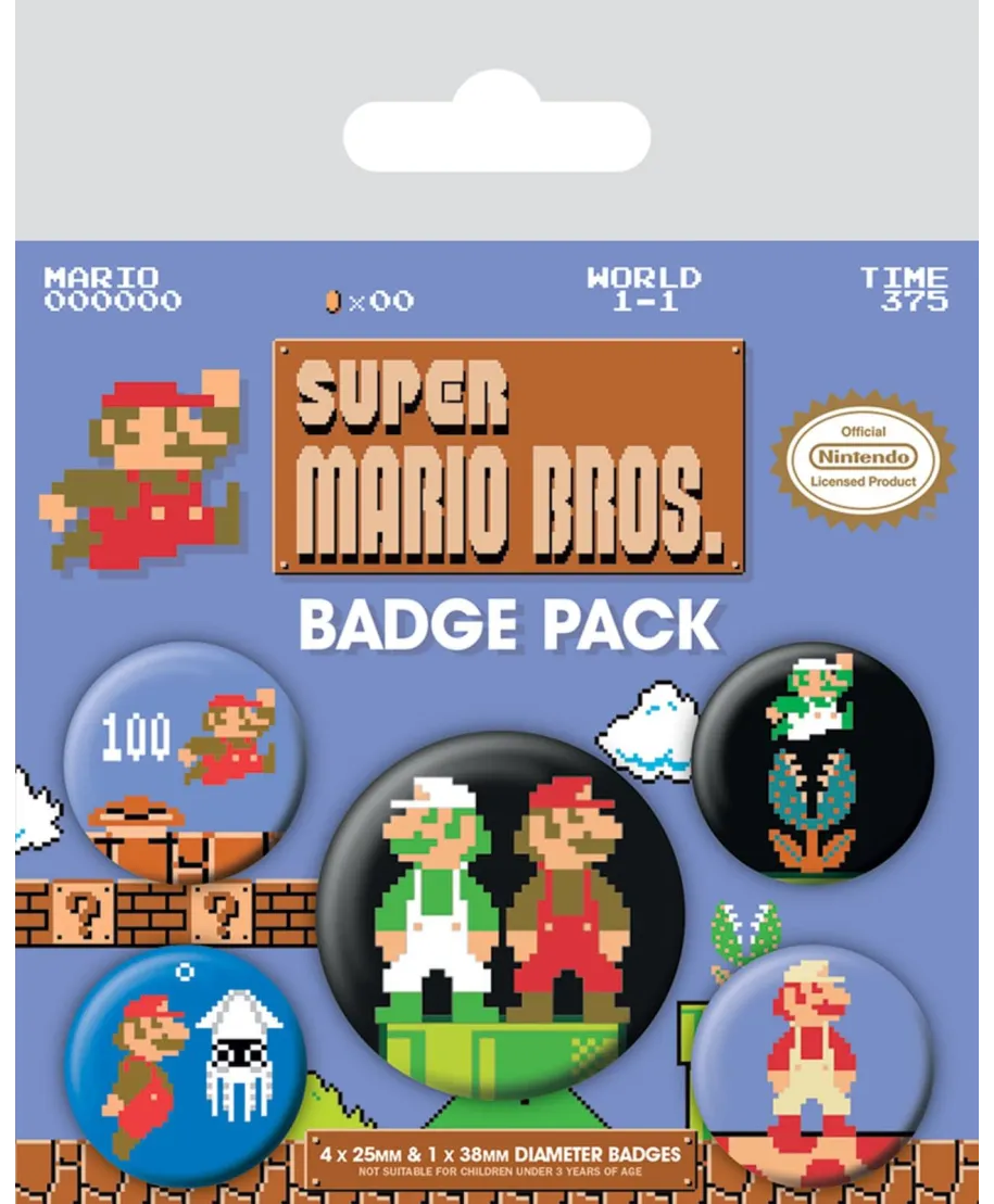 Super Mario Bros Retro - przypinki