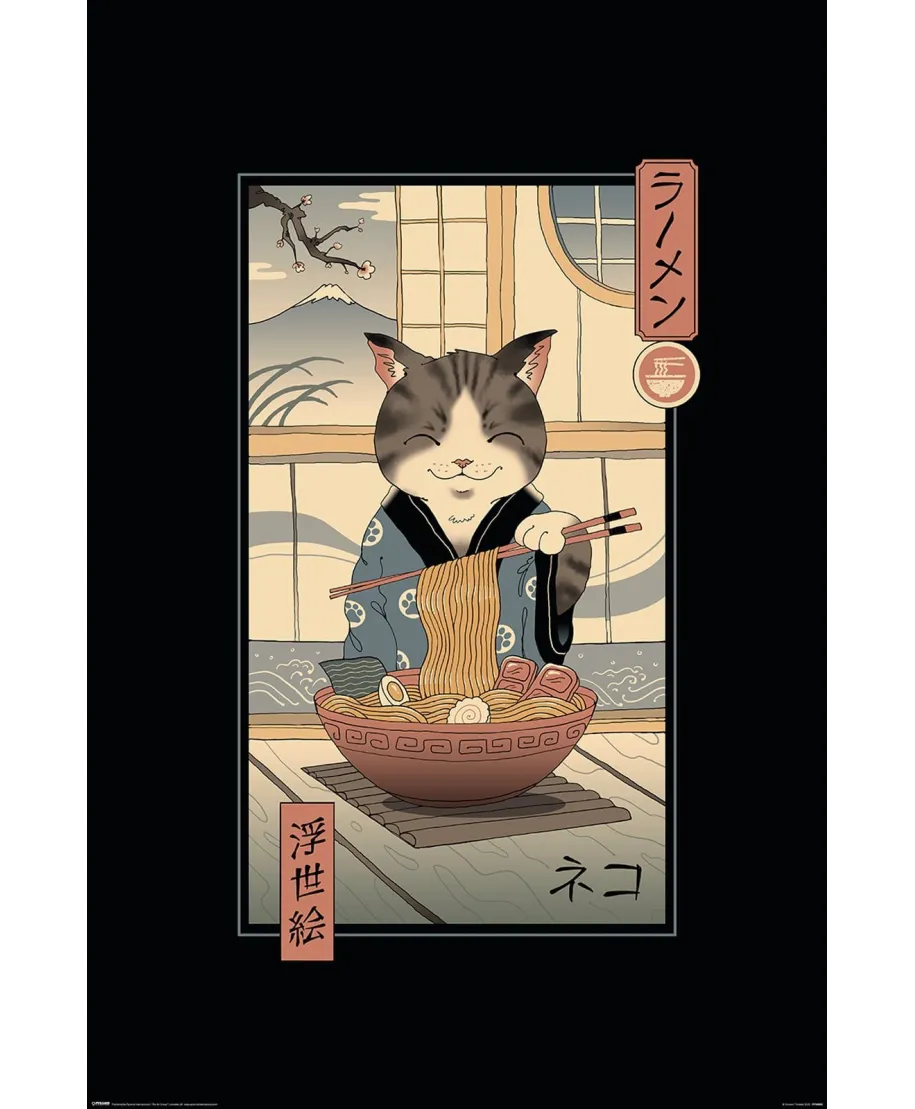 Neko Ramen Ukiyoe - plakat