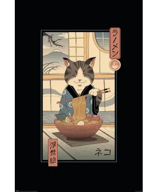 Neko Ramen Ukiyoe - plakat