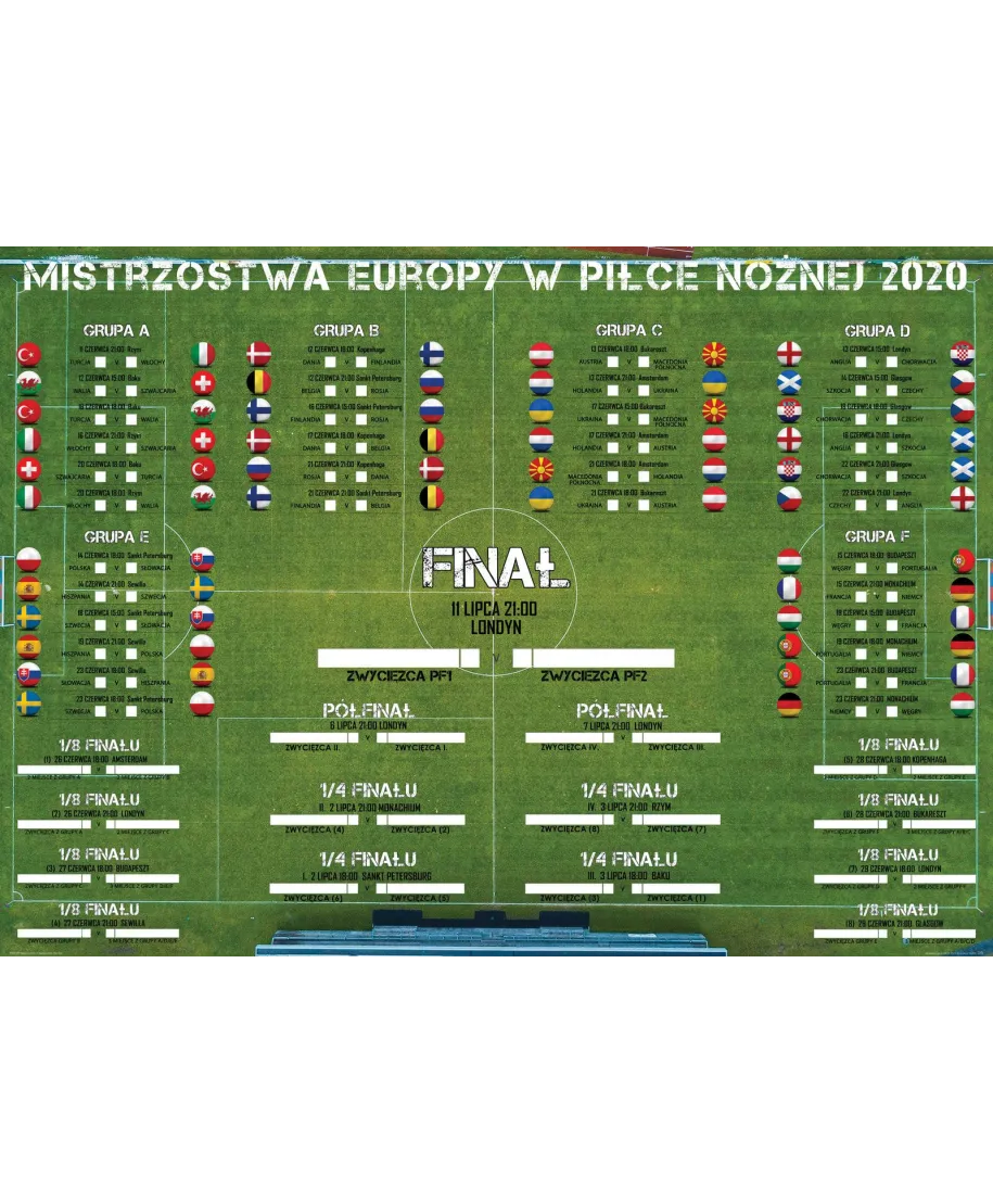 Euro 2020 Terminarz Rozgrywek - plakat