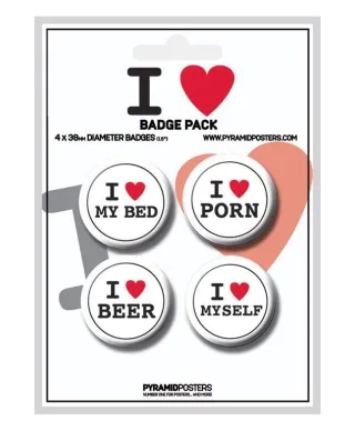 I Love - zestaw 4 przypinek