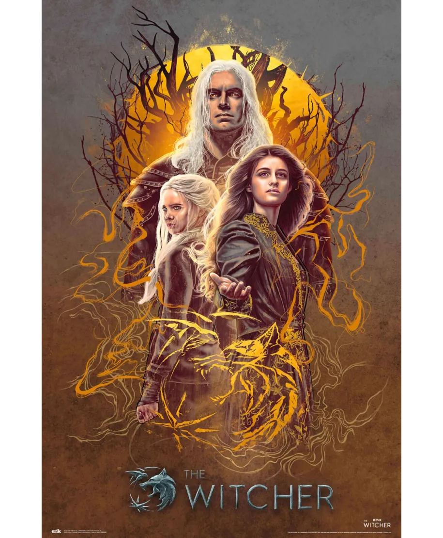 The Witcher 2 Geralt, Ciri, Yennefer - plakat