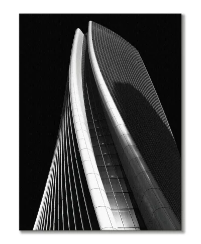 Wieżowiec w Czerni i Bieli - Obraz na płótnie