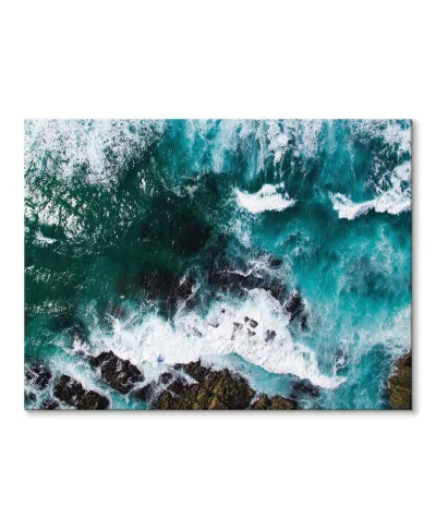 Fale uderzające o skały - Obraz na płótnie